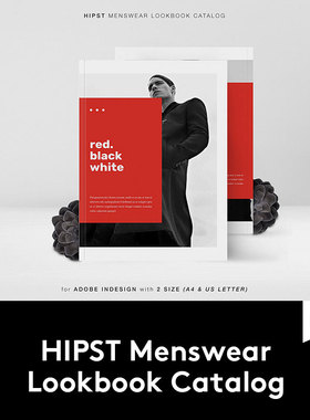 A4极简欧美风男士服装营销INDD画册模板书刊排版ID宣传册设计素材