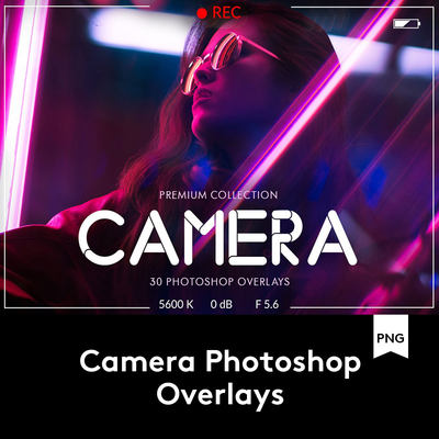 Camera Photoshop Overlays 30个相机摄像录制效果PS叠加层纹理集