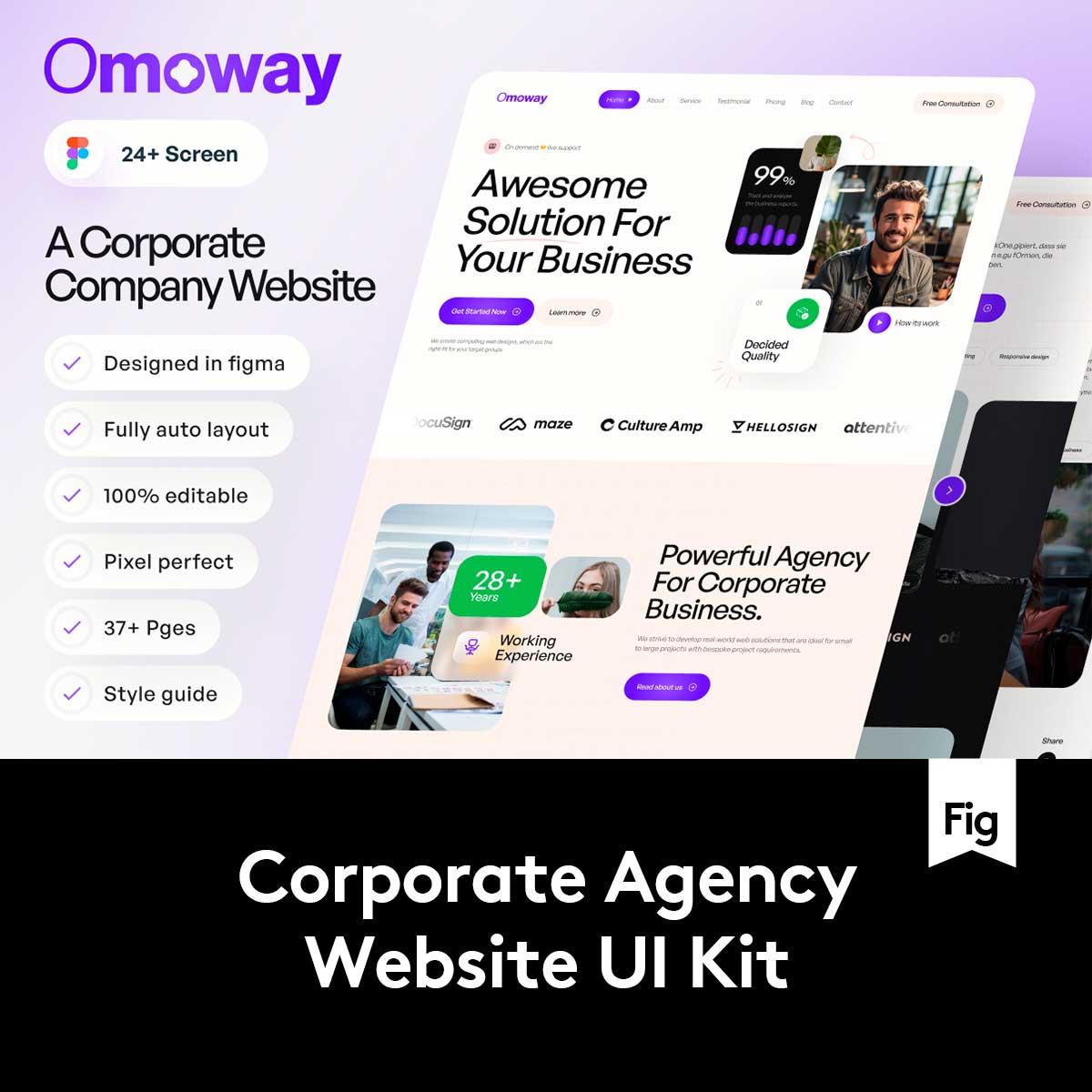 37+屏现代响应式公司企业网站用户登录页面WEB UI设计Figma模板
