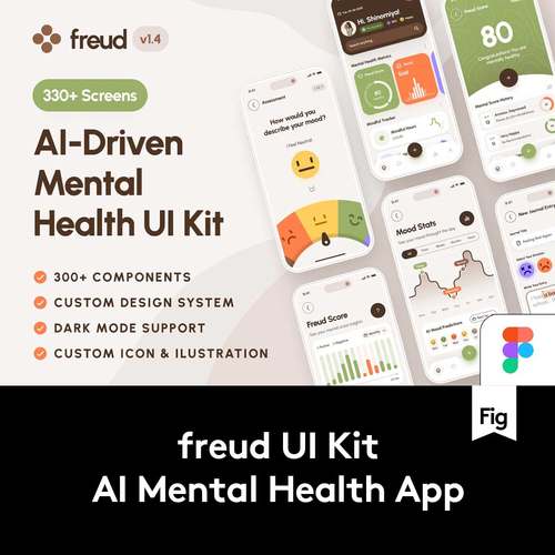 330屏医院医疗心里健康AI智能聊天机器人APP UI界面设计Figma模板