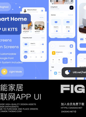 45屏高级智能家居物联网家用设备管理app界面ui设计figma模板套件