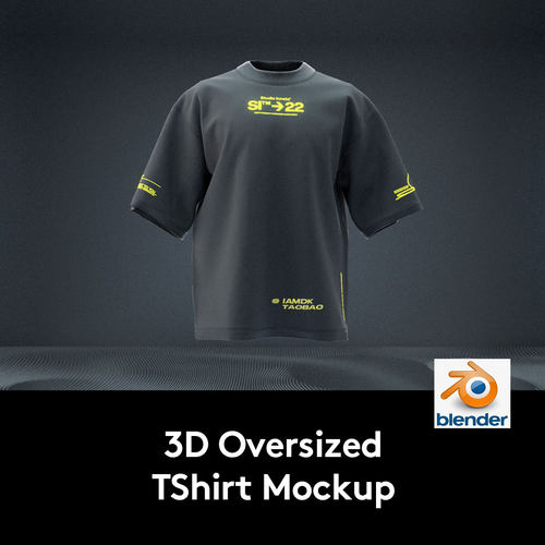 潮流嘻哈街头电音超大码T恤半袖设计效果展示贴图Blender模型素材