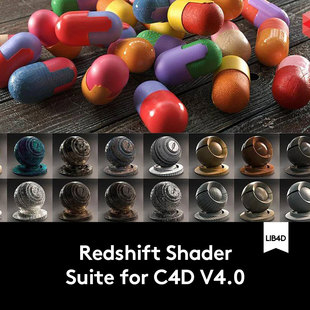 325组C4D Redshift渲染器材质预设 木纹钢铁塑料玻璃布料石头