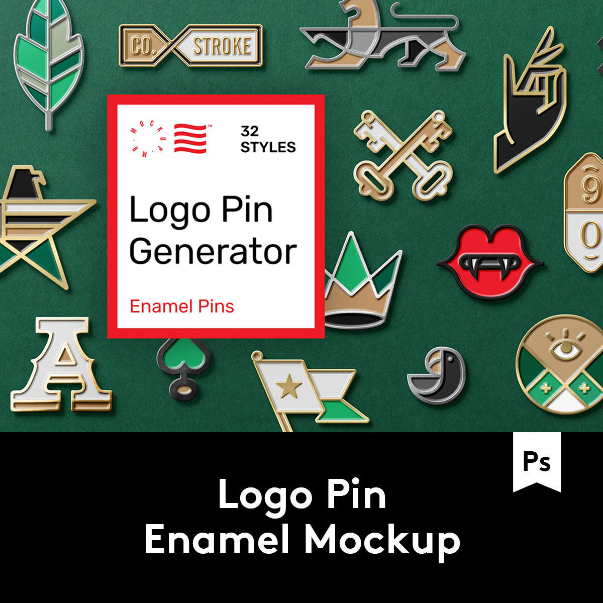 Logo Pin Enamel Mockup 潮流金属珐琅徽章胸针样机 M2020042114
