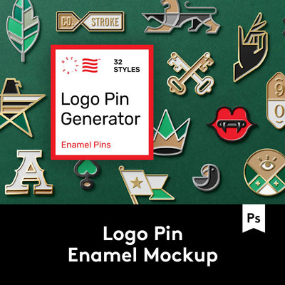 Logo Pin Enamel Mockup 潮流金属珐琅徽章胸针样机 M2020042114