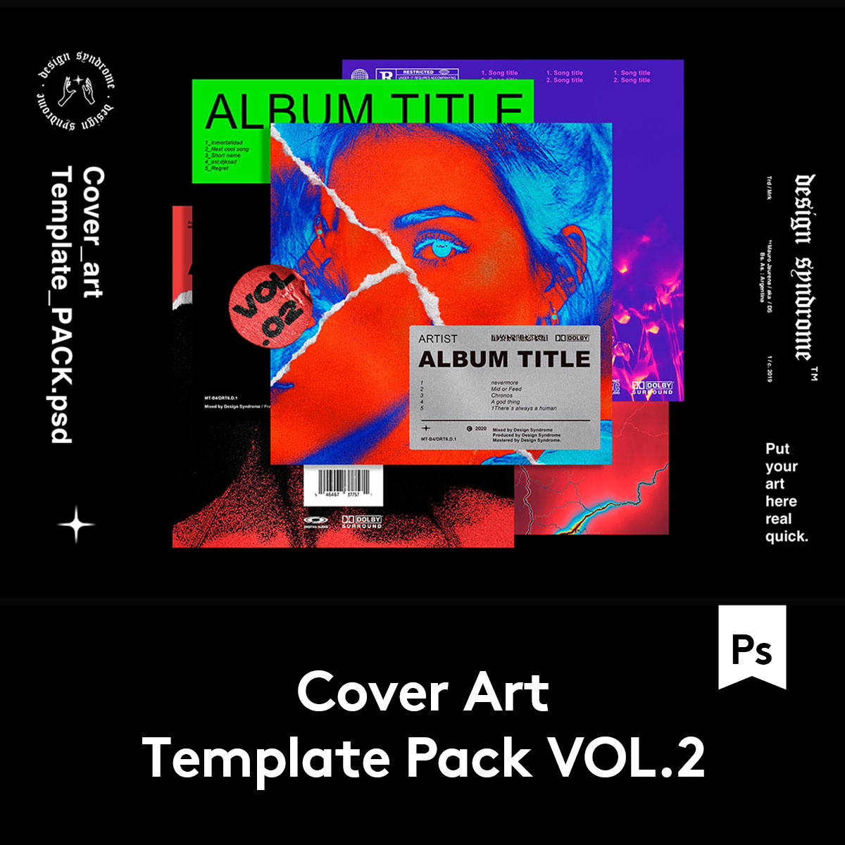 Cover Art Template时尚潮流音乐CD光盘包装盒封面设计PSD素材集