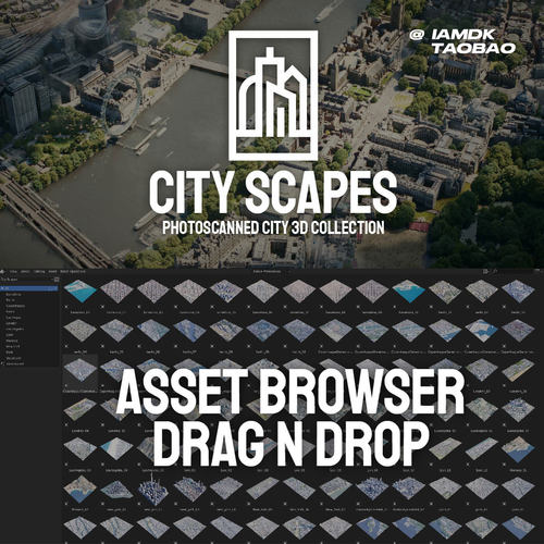 Blender 96组现代城市楼房建筑景观场景3D资产预设 City Scapes