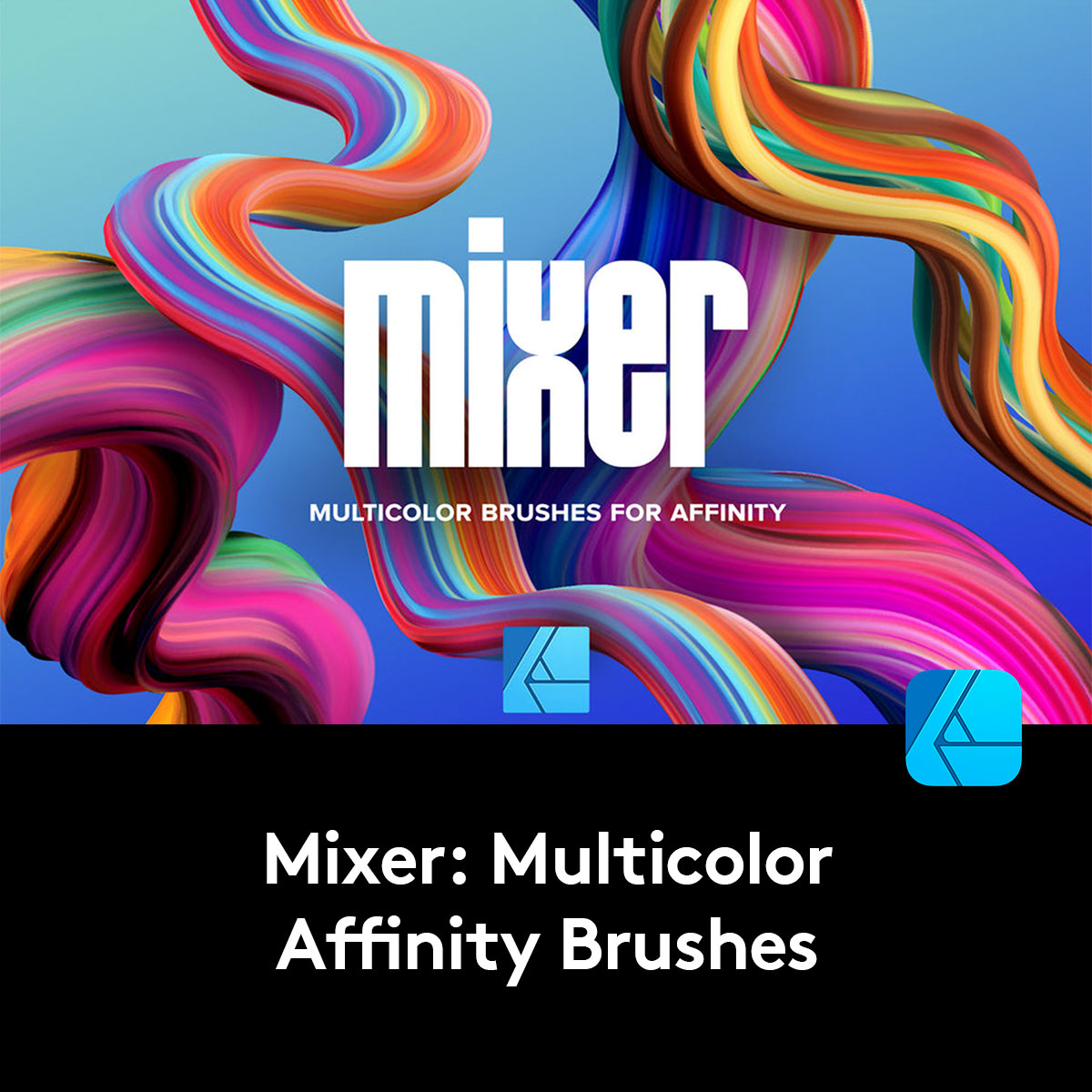 多彩活力油漆涂料流体3D立体抽象艺术Affinity Photo笔刷设计素材