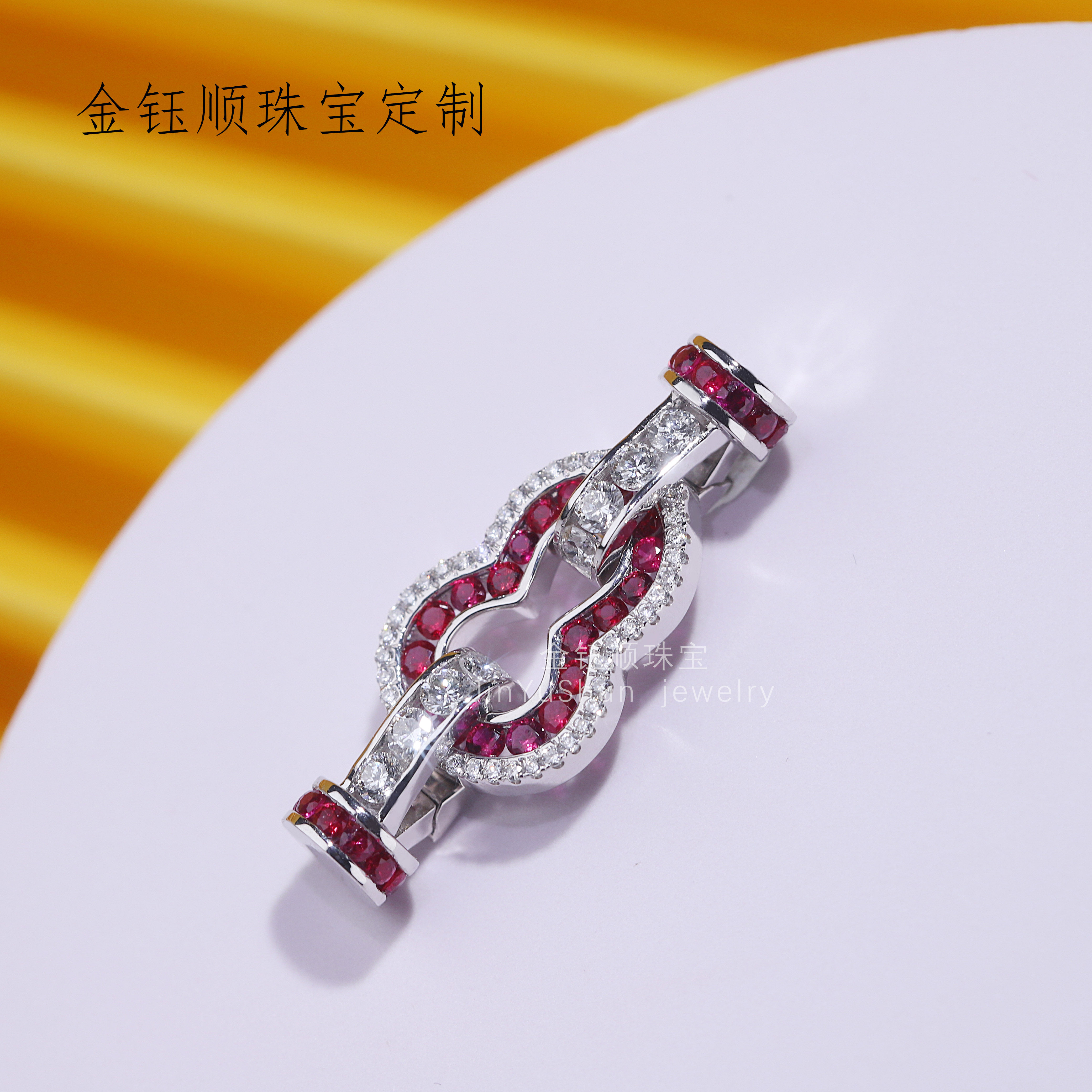 金钰顺珠宝18k金珠链扣头珍珠翡翠项链扣k金镶嵌钻石设计定制款