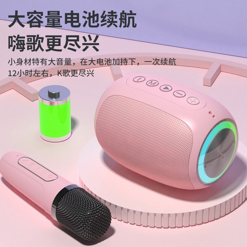 新款蓝牙音响无线家用K歌低音 带麦克风一体户外便携唱歌音箱