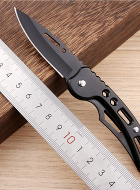 不锈钢水果刀便携随身小刀拆快递刀具削皮折叠刀锋利防身黑色小巧