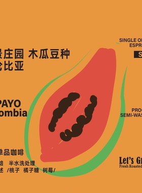 【LETSGRIND】哥伦比亚前景木瓜浓缩单品咖啡豆中浅烘焙soe227g
