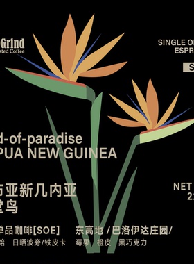【LETSGRIND】巴布亚PNG天堂鸟日晒SOE浓缩单品咖啡豆中浅烘227g