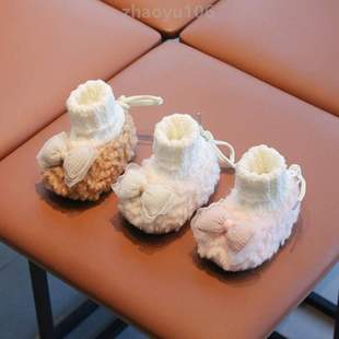 12一&宝宝个月男女掉子加绒保新款 防冬季 款 60秋冬 软底0月婴儿鞋