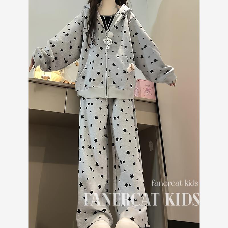 女童卫衣套装春秋季2025新款学生休闲外套大童初中生运动服两件套