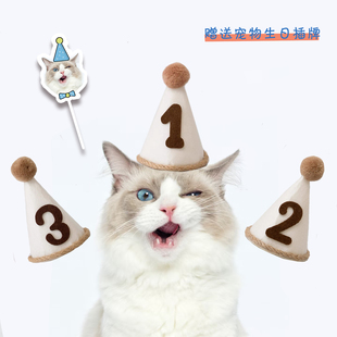宠物派对生日帽狗狗猫咪小型犬可爱彩色毛球装扮庆生拍照道具配饰