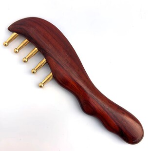 黄铜头部按摩梳子经络拨筋棒大齿梳子头皮头部养生刮痧宽齿梳