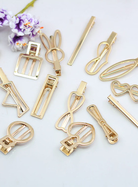 金色方夹鸭嘴夹手工diy材料蝴蝶结发夹兔耳朵发饰网红头饰品配件