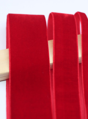 红色纯色植绒带丝绒带天鹅绒带缎带丝带DIY发饰手工蝴蝶结材料