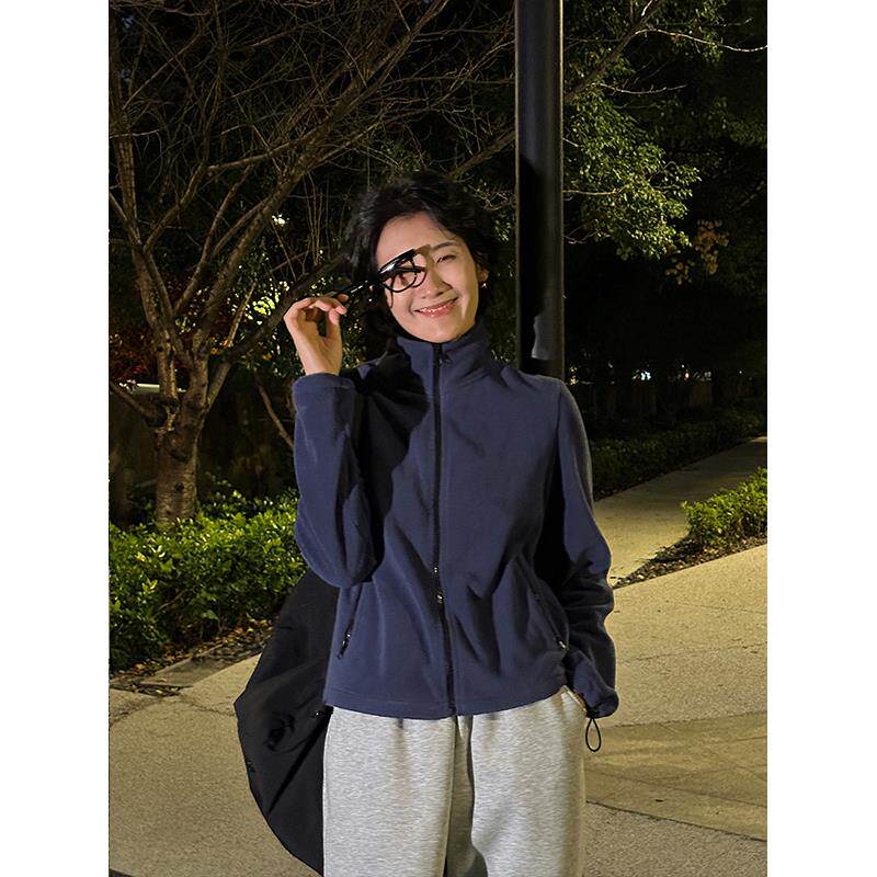 抓绒衣摇粒绒外套女秋冬季冲锋衣内胆立领上衣加绒保暖内搭