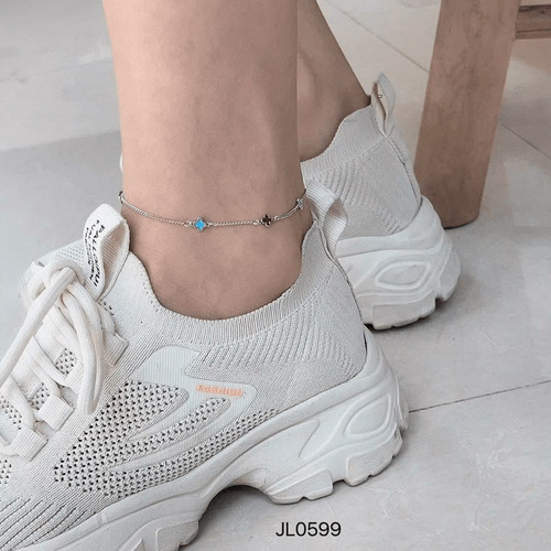 925纯银幸运草夏日彩色脚链女小众设计高级感轻奢精致女款