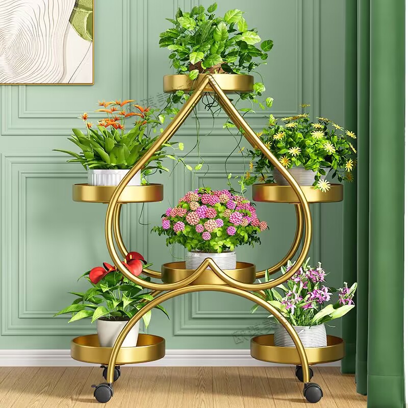 可移动带轮绿萝阳台花盆架多层客厅落地式家用花架子花盆置物架