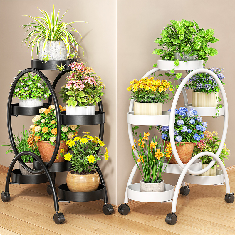 可移动带轮花架子花盆置物架客厅落地式绿萝阳台花盆架多层家用