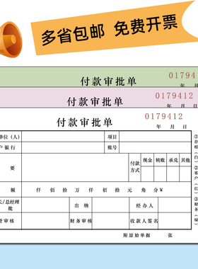 付款审批单两联二联三联付款申请单无碳复写付款单审批报销单定做