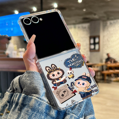 适用三星zflip7/zflip6/zflip5/zflip4手机壳w24新款折叠屏超薄透明牛仔拉布布全包防摔男女款硬壳保护套