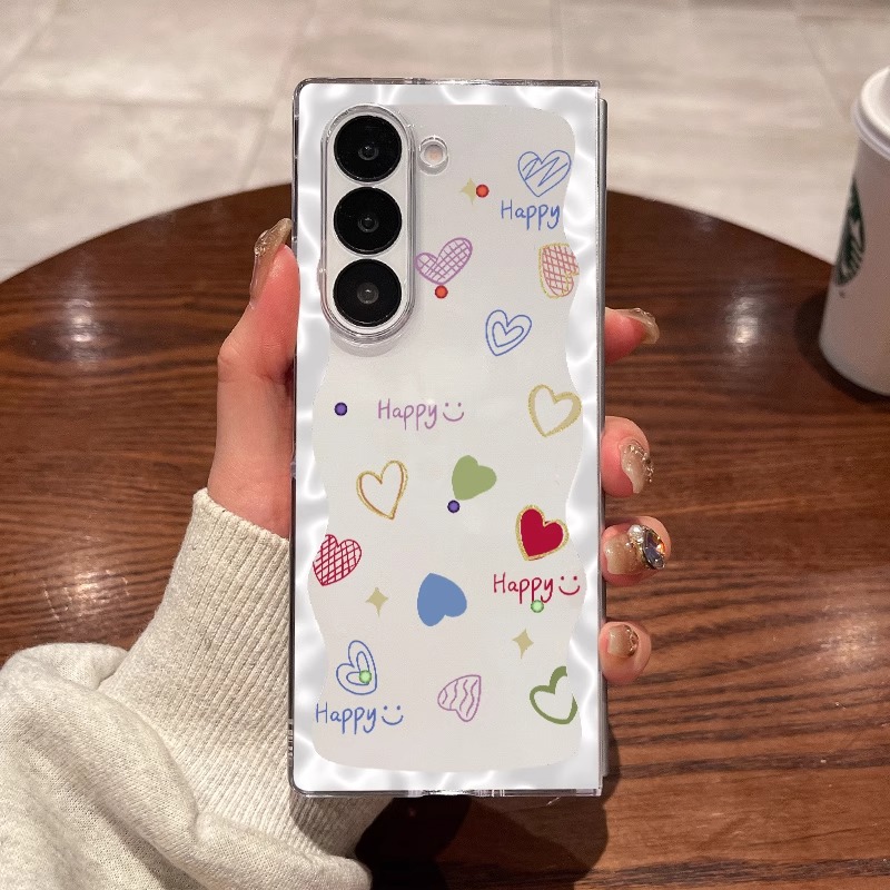 适用三星zfold6手机壳zfold5新款zfold4折叠屏zfold3翻盖超薄透明卡通闪钻爱心全包防摔男女款硬壳保护套
