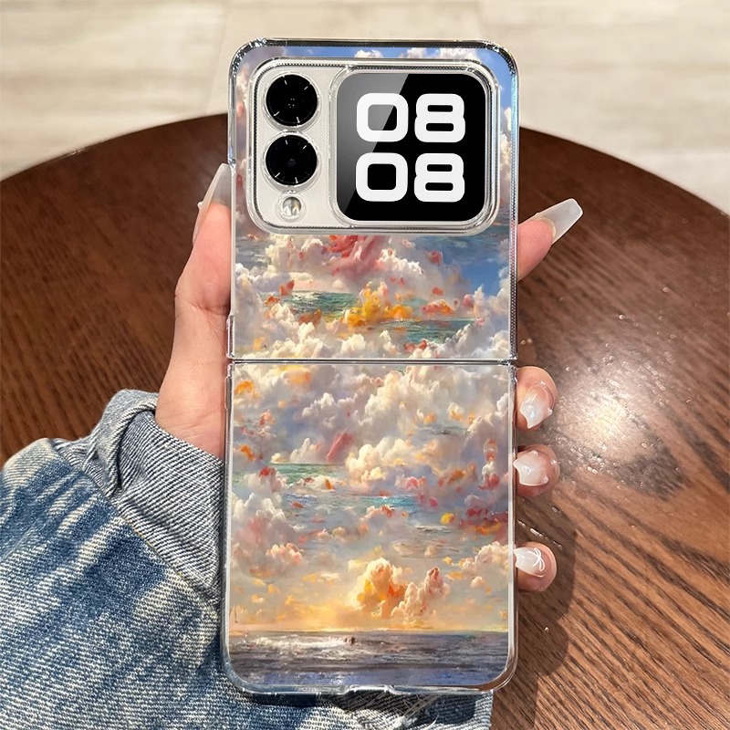 适用华为novaflips手机壳新款海上生花Nova Flip折叠屏透明保护套flip超薄后壳全包防摔个性nova女款ins