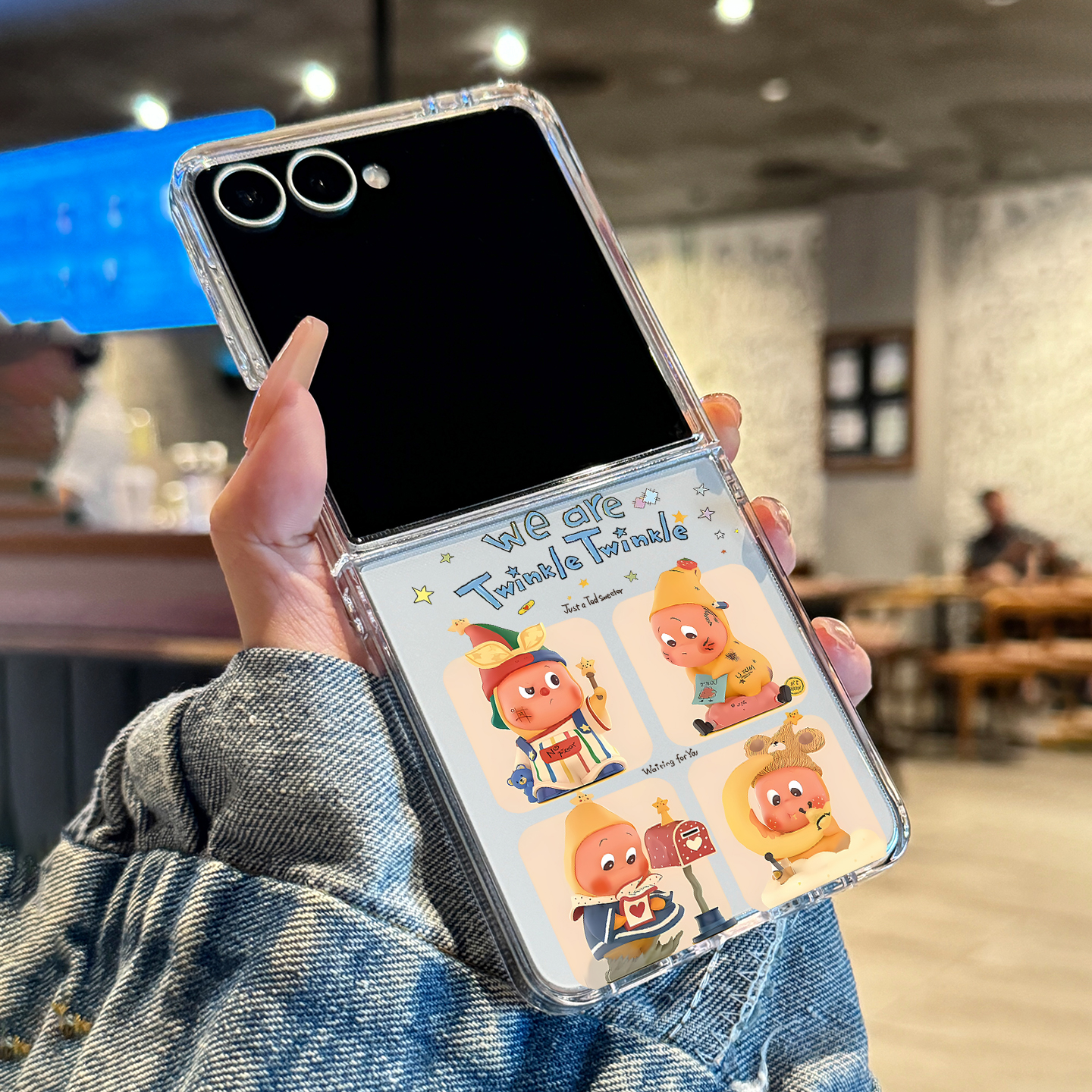 适用三星zflip7/zflip6/zflip5/zflip4手机壳w24新款折叠屏超薄透明星星小人全包防摔男女款硬壳保护套