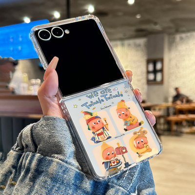 适用三星zflip7/zflip6/zflip5/zflip4手机壳w24新款折叠屏超薄透明星星小人全包防摔男女款硬壳保护套