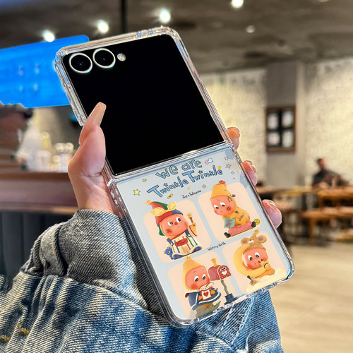 适用三星zflip7/zflip6/zflip5/zflip4手机壳w24新款折叠屏超薄透明星星小人全包防摔男女款硬壳保护套