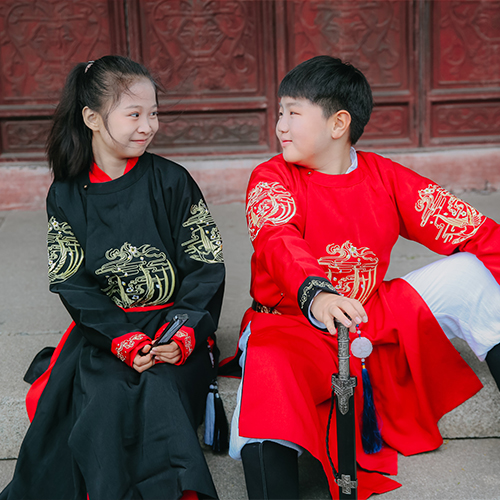 风雅司制原创男童毕方帅气圆领袍