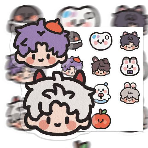 可爱卡通恋与深空简笔画3D转印贴祁煜沈星回秦彻周边装饰diy贴画