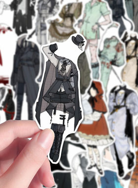 237张OC免服贴纸二次元oc人物复古穿搭服装设计参考diy素材贴画