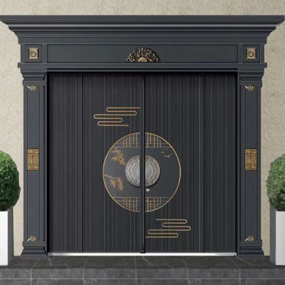 新中式别墅大门锌合金铸铝卡门农村自建房庭院门对开双开入户大门