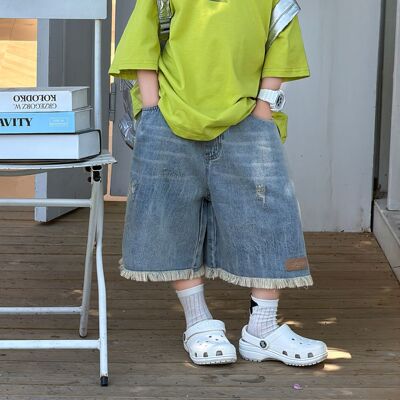 泰如2026夏季新款儿童韩系休闲牛仔短裤男童薄款水洗牛仔中裤潮