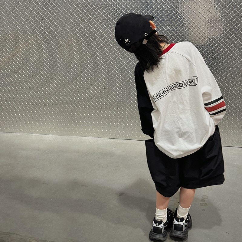 宝多童装男童长袖T恤春装2026新款儿童字母上衣体恤打底衫春款潮