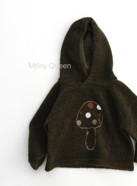 秋冬款儿童装长袖帽衫加厚绿色针织外套韩版套头森系男女童毛衣