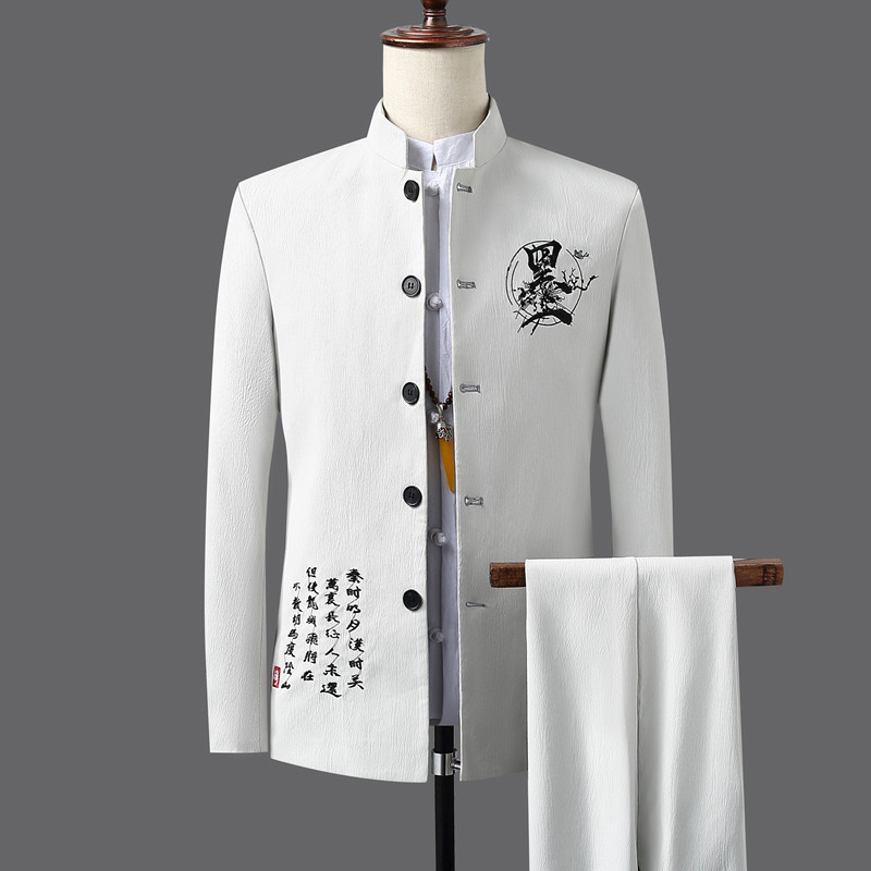 中国风西装套装男汉服男装古风唐装中式立领演出礼服民国风中山装