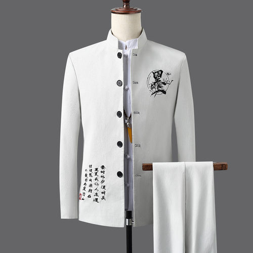 中国风西装套装男汉服男装古风唐装中式立领演出礼服民国风中山装