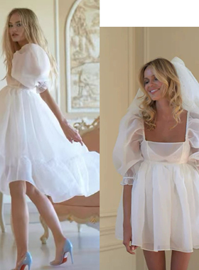 美小众原单Selki@欧根纱轻婚纱连衣裙蓬蓬公主梦境泡芙裙