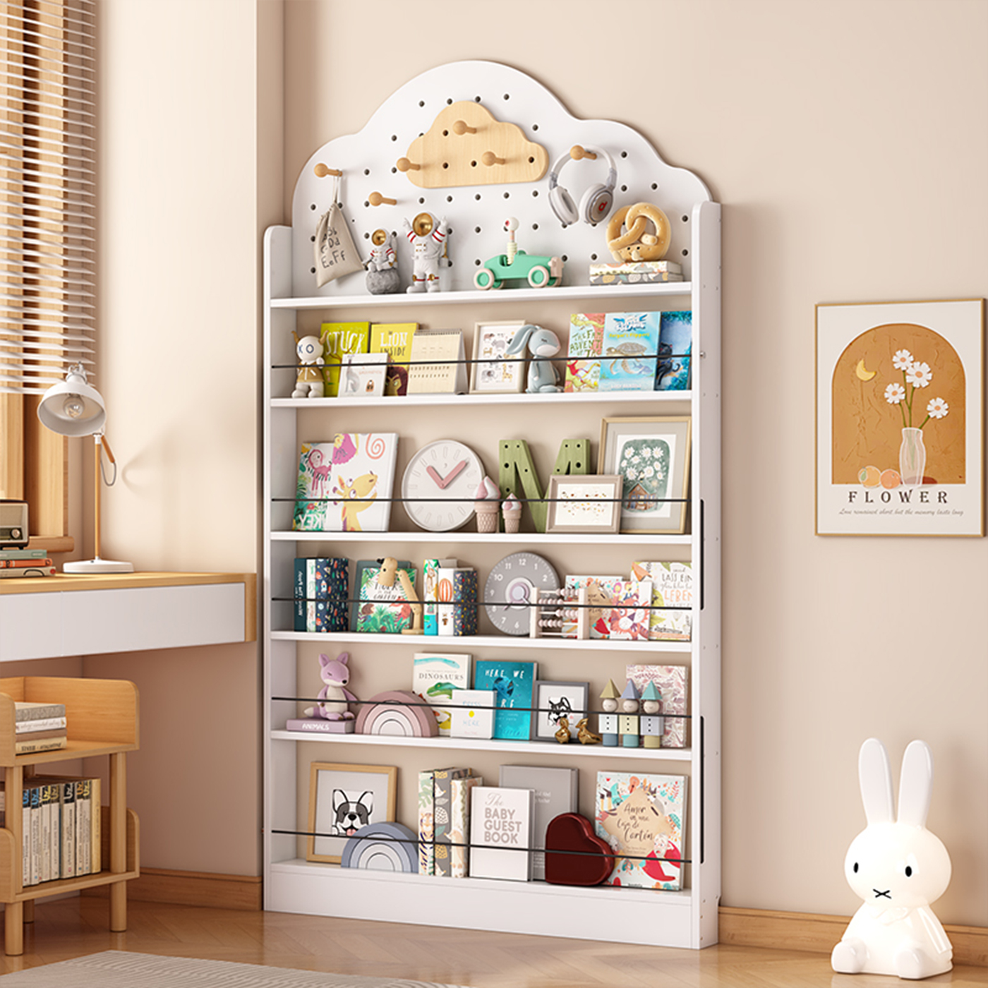 定制门后书架超薄收纳柜置物架绘本置物架落地玩具儿童书架洞洞板