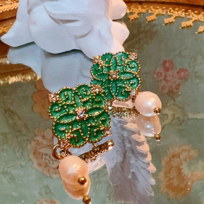 lovestory shop 淡水珍珠925银针耳钉巴洛克风精致复古宫廷西洋女