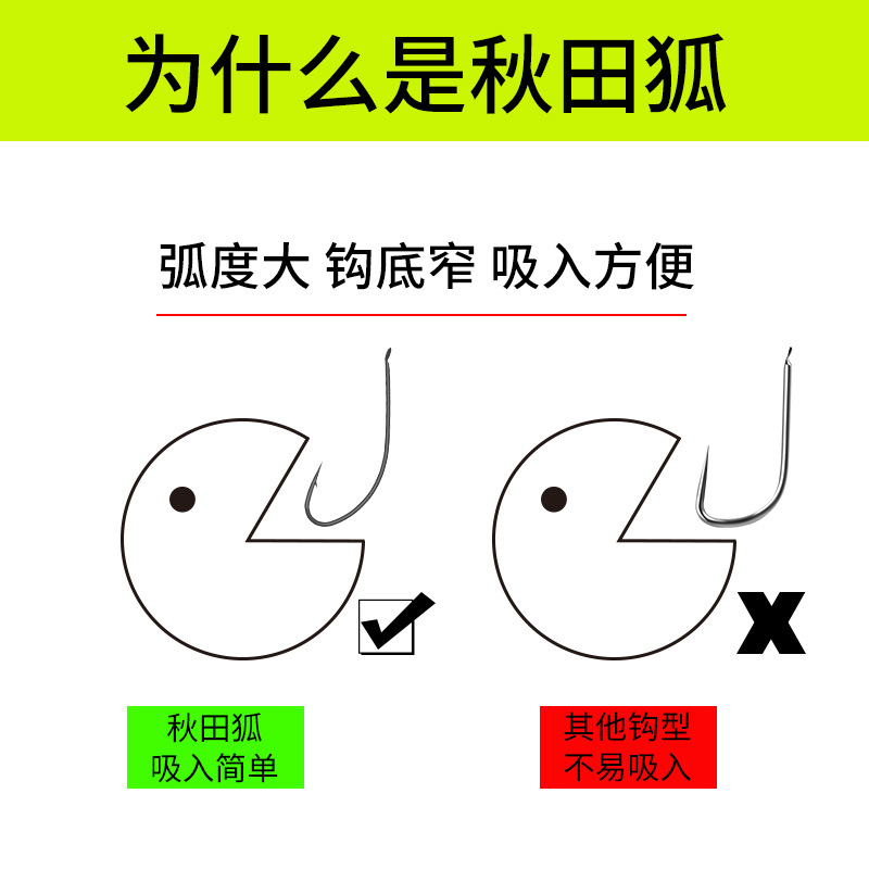 环盛秋田狐成品子线双钩绑好鱼钩细条长柄手工精绑仕挂垂钓用品