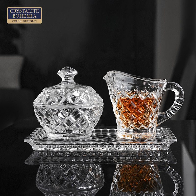 精致水晶奶罐+糖缸下午茶套裝