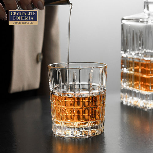 捷克水晶威士忌个性高档平底杯
