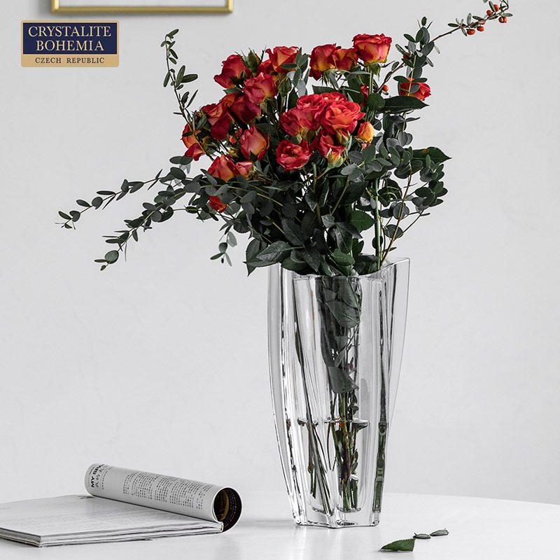 捷克进口水晶花瓶北欧风客厅摆件